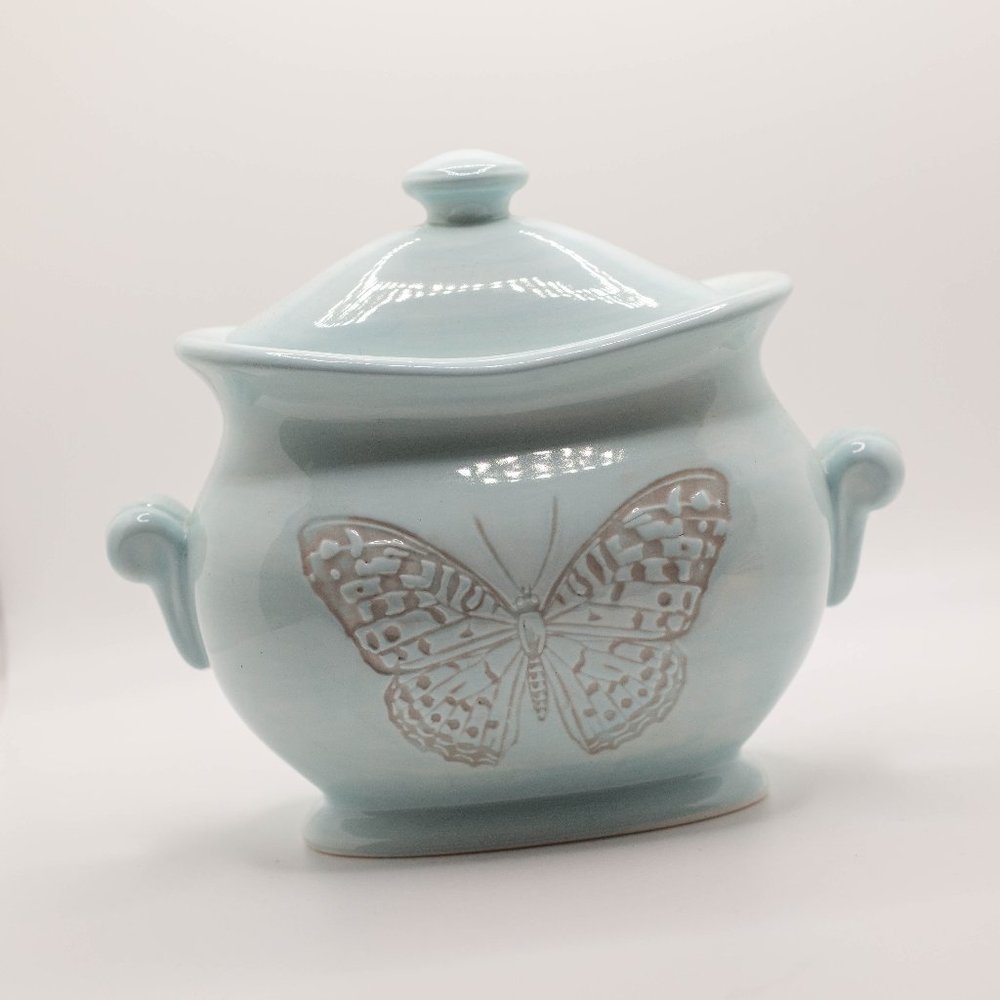 Grasslands Road Ambiance Collection Blue Butterfly Sugar Dish